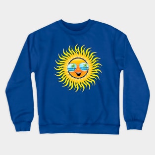 Summer Sun Cartoon with Sunglasses Crewneck Sweatshirt